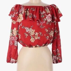 Women’s Penelope Red Long Sleeve Blouse‎ size Large